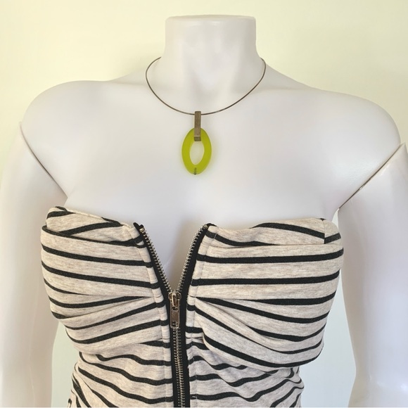 cream grey striped knit fitted mini dress from Australia - Picture 2 of 16